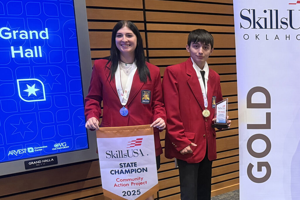 CAP_SpeaksChildress Earning 1st place for Community Action Project for secondary students is (L-R) Kaycee Speaks, EPIC; Zachary Childress, Depew.