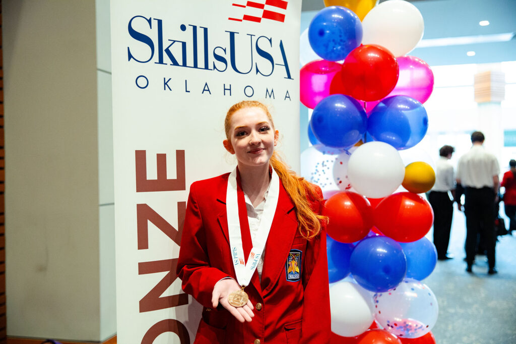 JobExhibit Earning 3rd place for Job Exhibit – Nail Art for secondary students is Audrey Arnett, Bristow.