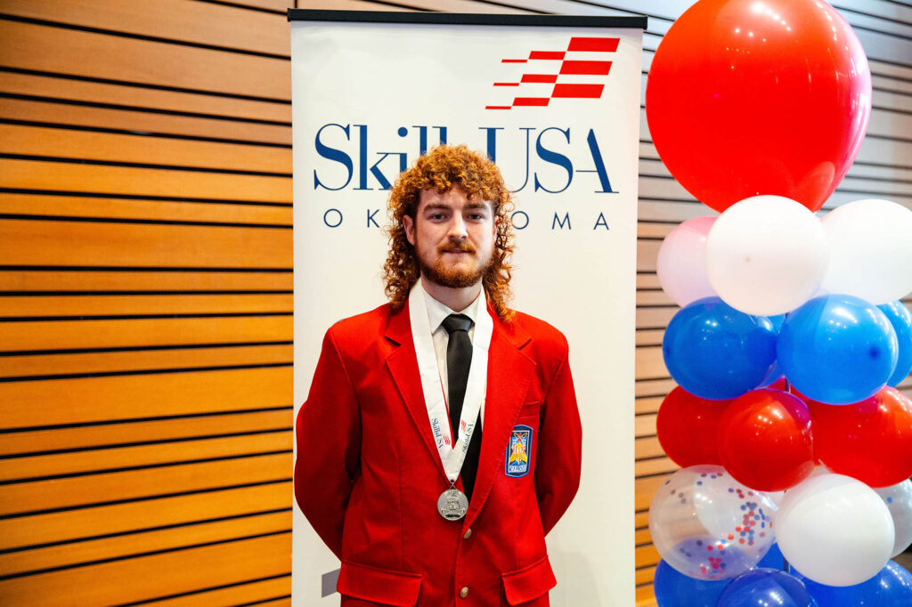 Motorcycle_Burrows Earning 2nd place in Motorcycle Service Technology for secondary students is Isaac Burrows, Oilton.
