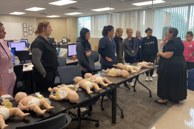 Our newest group of CNA students are diving right in - starting with infant CPR. These future heroes are already learning life-saving skills, one tiny mannequin at a time. 👶❤️